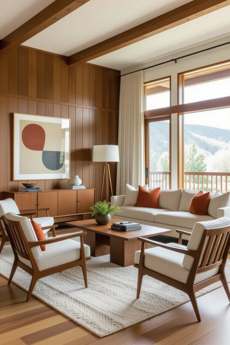 Mid Century Modern living room with stylish furniture