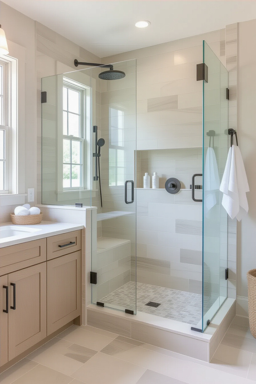 Elegant bathroom shower with modern design