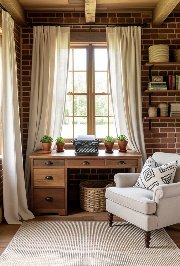 rustic warmth in workspace