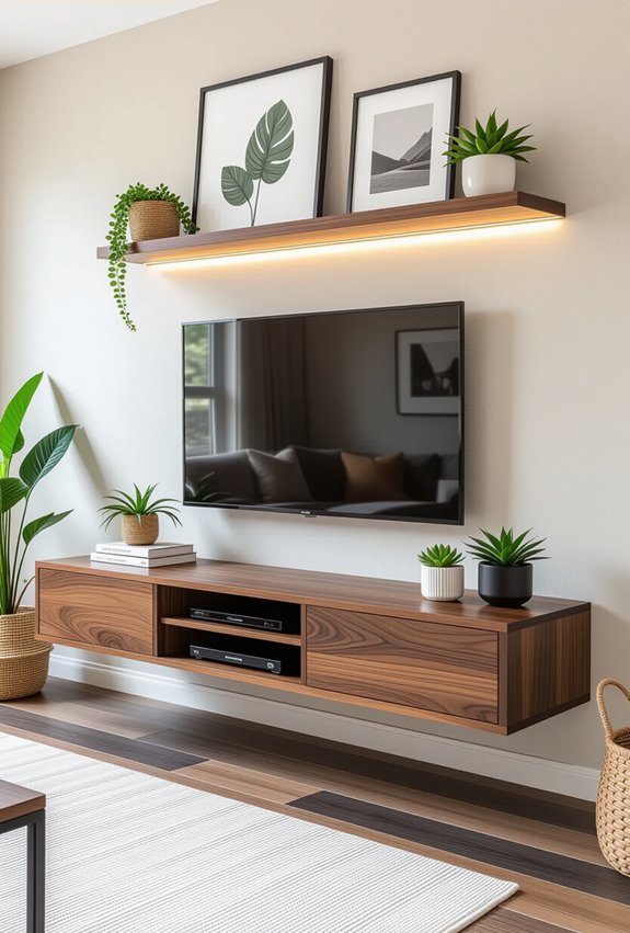 stylish floating tv materials