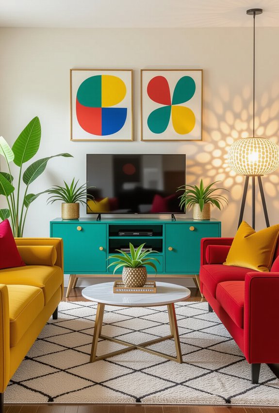 vibrant colorful tv units