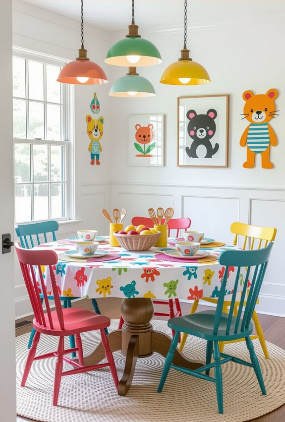 vibrant kids dining area