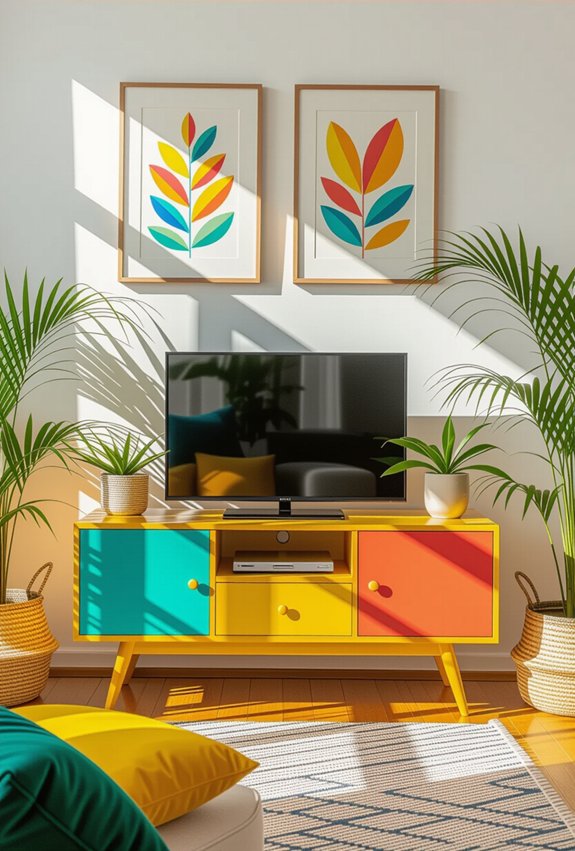 vibrant wall mounted tv units